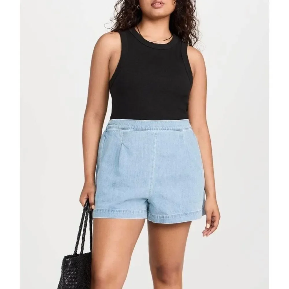Madewell Flat Front Denim Pull On Shorts Size XL